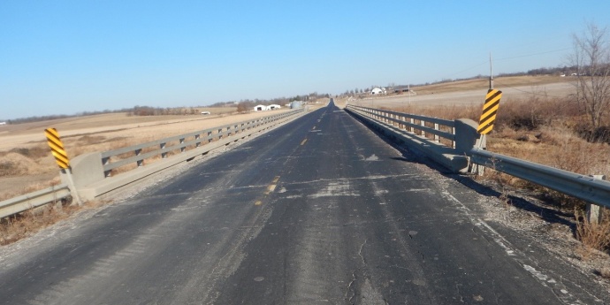 Bridge deck of Lost Creek Bridge on Route A north of Maysville