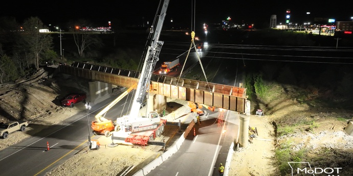 Nighttime girder placement