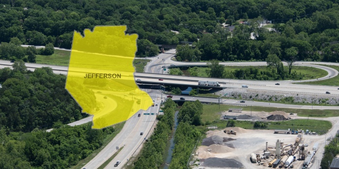 Banner for Jefferson County construction.