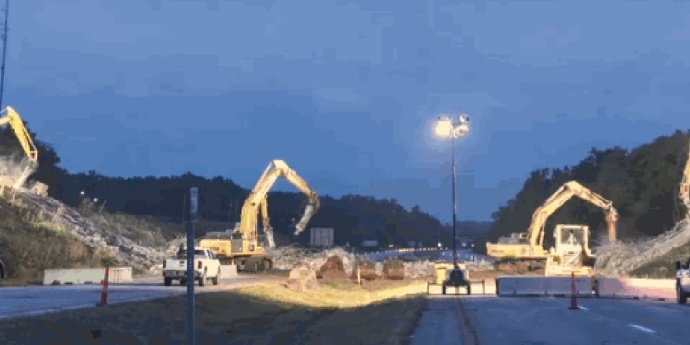 Missouri Route 161 overpass demolition at Danville