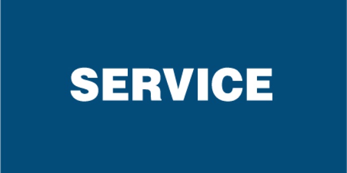 Medium blue square with "SERVICE" text