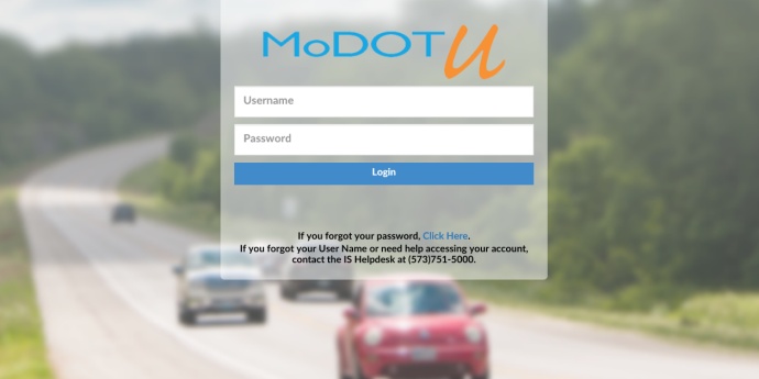 MoDOT U log in Page