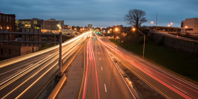 Highway traffic at night