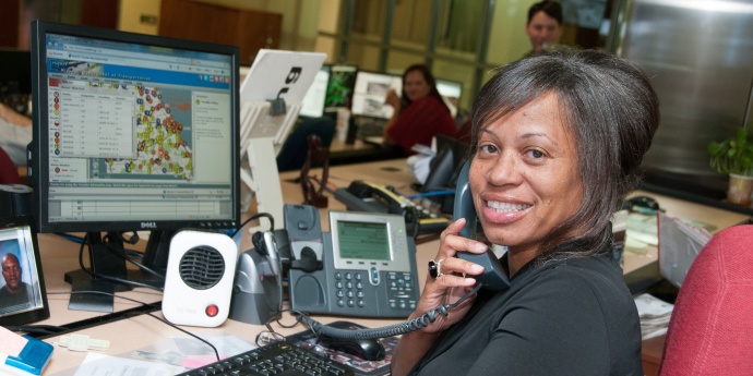a customer service rep on the phone