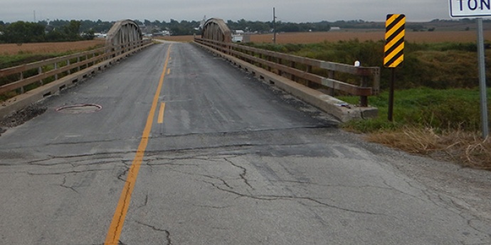 The bridge deck of the Tarkio River Bridge on Route J in Atchison County