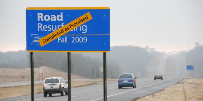 Road work completed sign