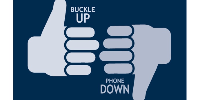 buckle up phone down logo