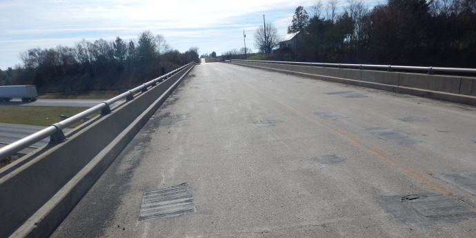 Holt County Route B bridge over I-29, bridge deck looking south taken November 2017