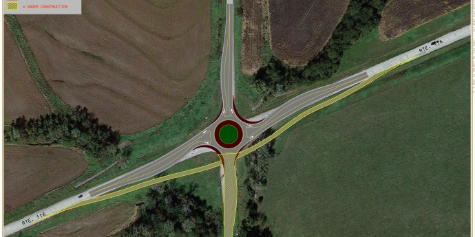 Plans for phase 3 of construction of project J1S3341, intersection improvements in Clinton County at the intersection of Route 116 and US Route 69