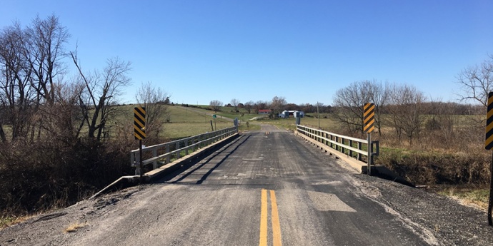Existing bridge deck on Mercer County Route BB over Branch of Weldon Fork Creek