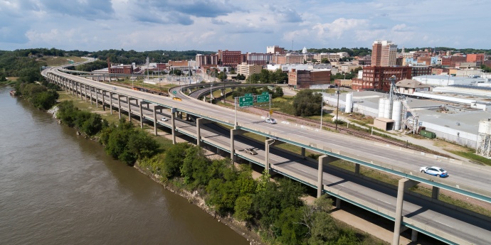 I-229 Double-Decker Bridge Overview Riverside 