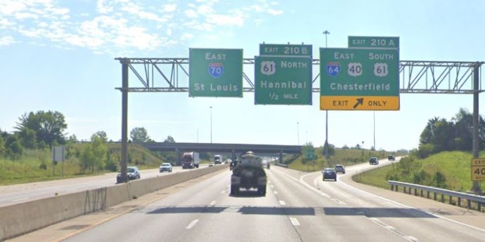 I-70 sign along corridor near Wentzville