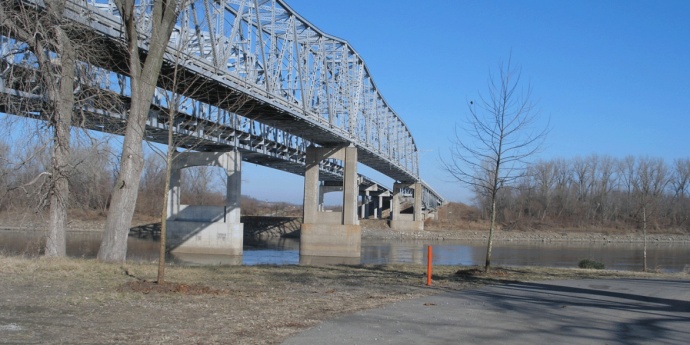 Side view of truss bridge
