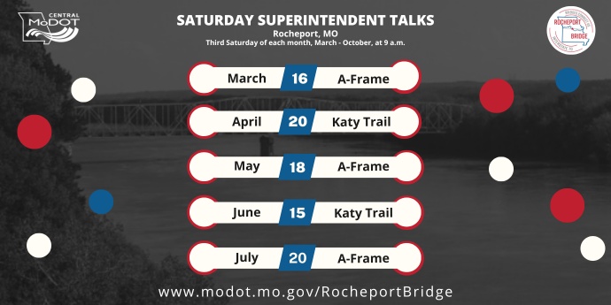 Schedule of dates and locations for upcoming Saturday Superintendent Talks