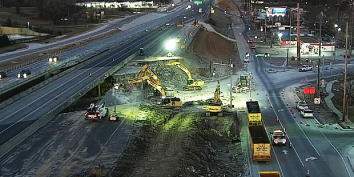 Construction on I-270 North at night