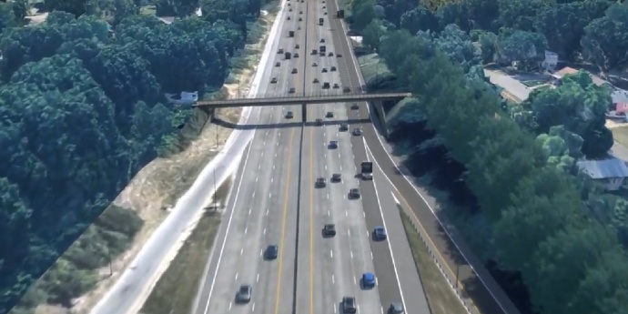 Rendering of future pedestrian bridge traversing Interstate 70