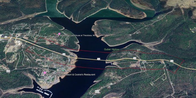 Study Area for US 160 Bridge over Bull Shoals Lake in Theodosia
