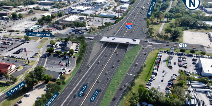 Proposed design rendering I-70 interchange at Providence Rd. in Columbia