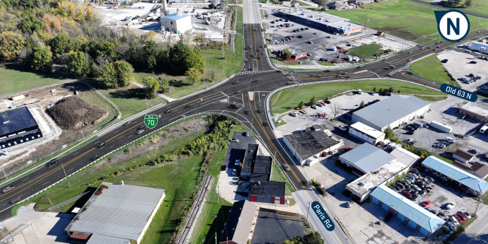 Display shows planned improvements for the Paris Rd. and Business Loop 70 intersection.