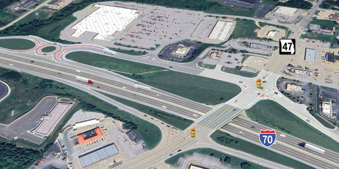 Rendering of the future improvement to I-70 and Route 47 in Warrenton