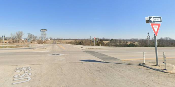 Intersection of U.S. Route 36 and Route F