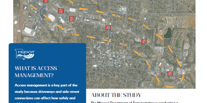 Screenshot of Route 32 Corridor Study Handout for Farmington, MO