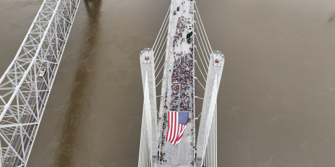 bridge with flag