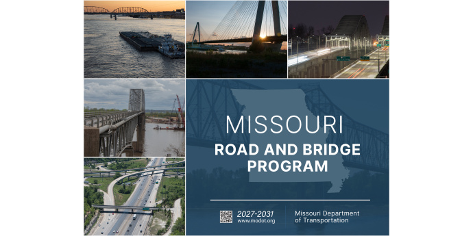 Missouri Road and Bridge Program Cover with photos of various Missouri Bridges 