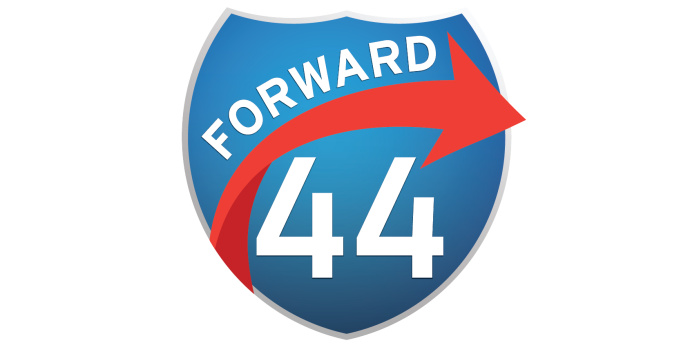 Blue Forward 44 shield with red arrow
