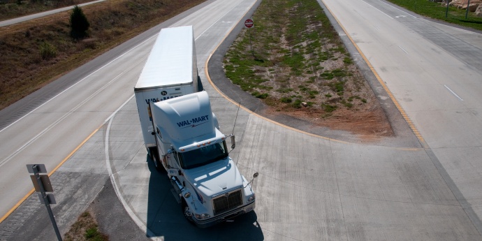 aerial view of truck executing a j turn