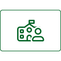 green building  and person icons