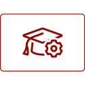 red graduation cap with gear icon