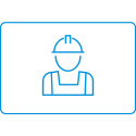 blue worker with hardhat icon
