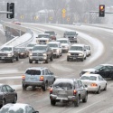 Picture of intersection traffic in winter conditions