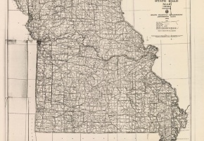 the state map of Missouri in 1918