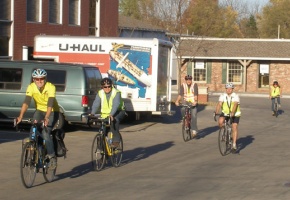 Biking in an urban area