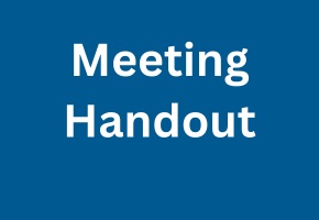 Blue square with white text that reads Meeting Handout