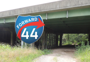 Williams overpass with Forward  44 logo