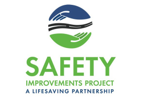 Photos of Safety Improvements Project Lego with green and blue writing 