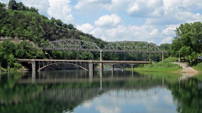 Historic bridges over Swan Creek at Bull Shoals Lake