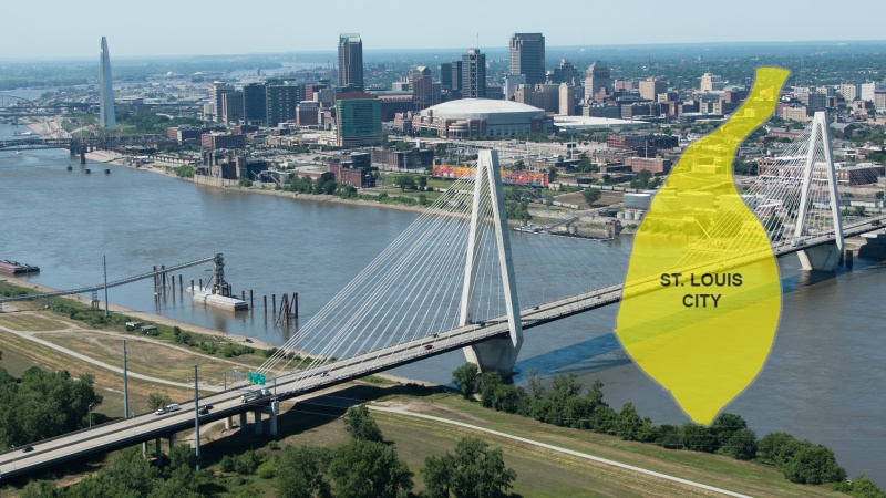 St. Louis City area with downtown in background