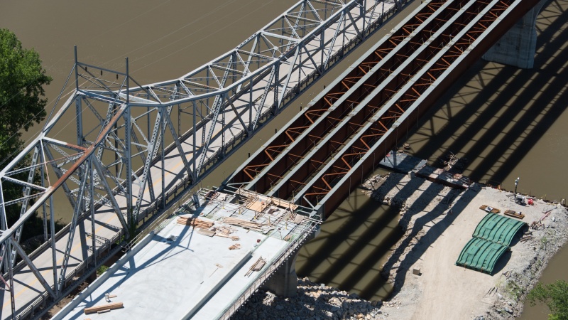 Aerial photo of the new Route 47 Bridge