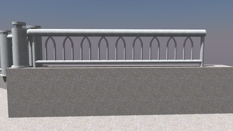 Third rendering of bridge railing