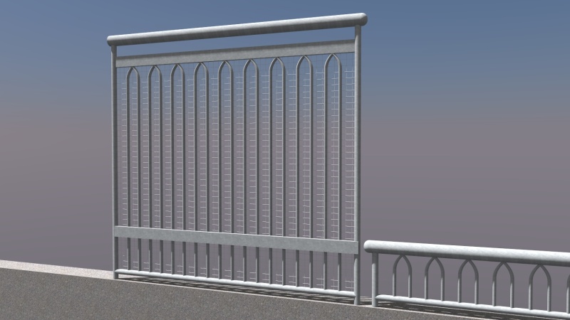 Fourth rendering of bridge railing