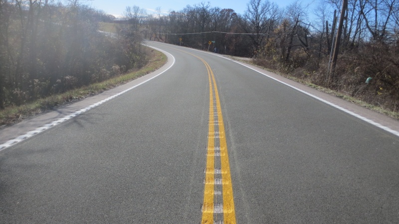 Photo  of centerline rumble strips.