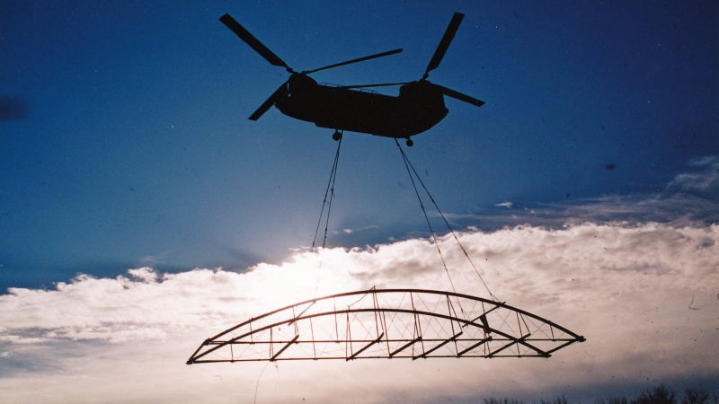 Iowa US Army National Guard training exercise moving the historic Otter Creek Bridge