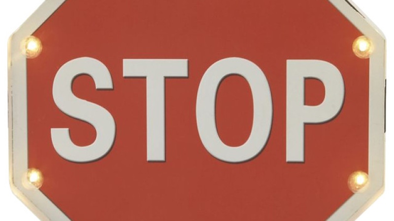 Photo of an LED stop sign.