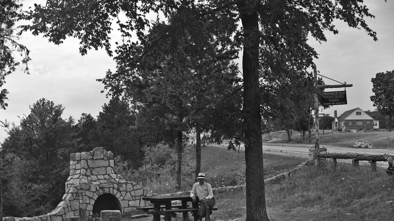 Old photograph of a MoDOT roadside park