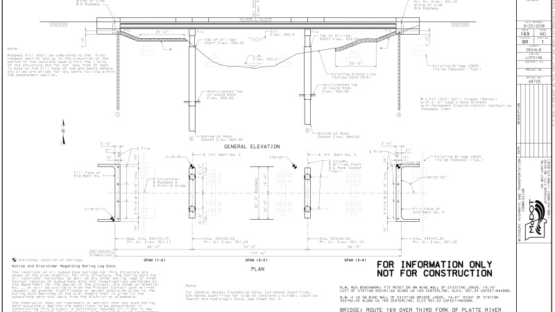 Plans for the new Third Fork Platte River Bridge US Route 169 DeKalb County