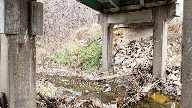 Debris under Agee Creek Bridge
